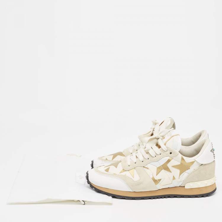 Pre Owned Valentino Multicolor Suede and Leather Rockrunner Sneakers Size 38.5