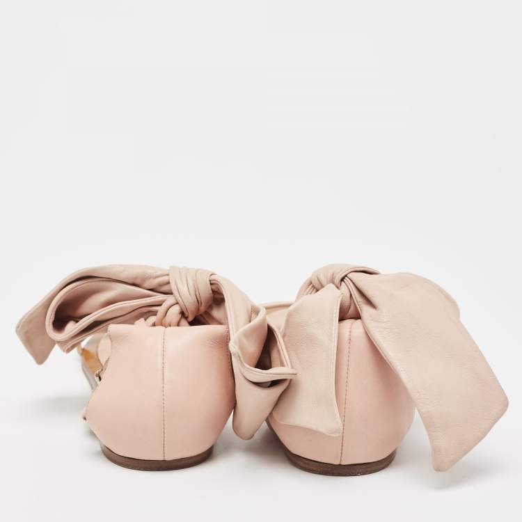 Pre Owned Valentino Pink Leather Leather  Ankle Strap Flat Sandals Size 38