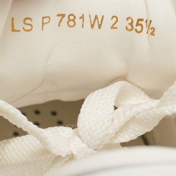 Pre Owned Valentino White/Pink Patent and Leather Open Sneakers Size 35.5