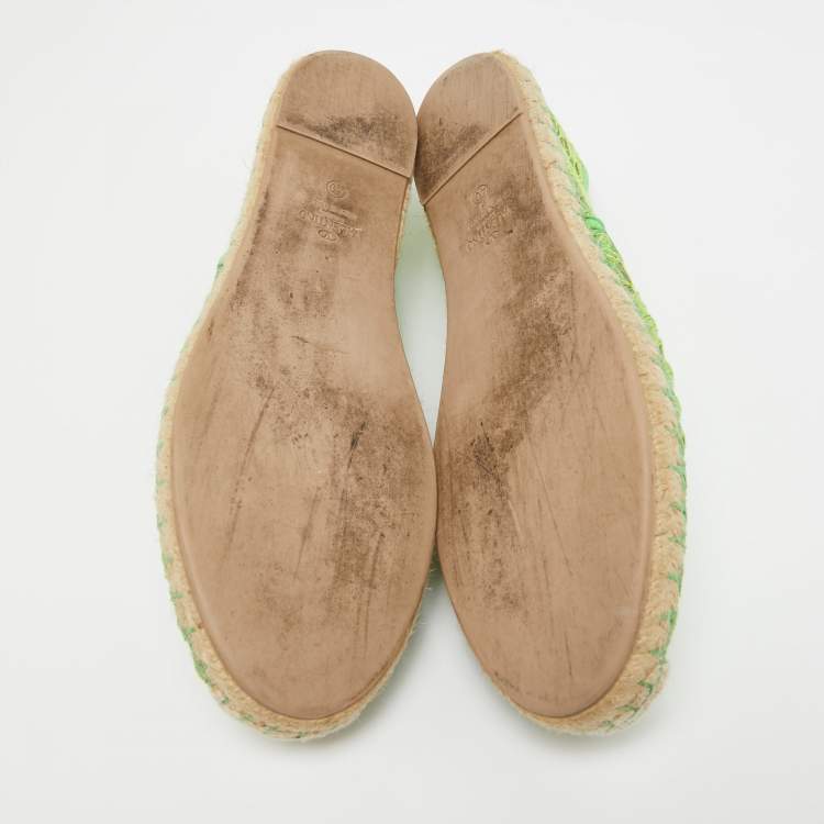Pre Owned Valentino Green Mesh and Lace Espadrille Flats Size 40