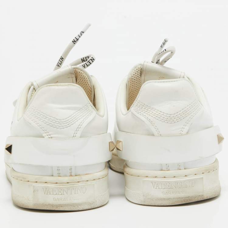 Pre Owned Valentino White Leather Backnet Sneakers Size 36.5