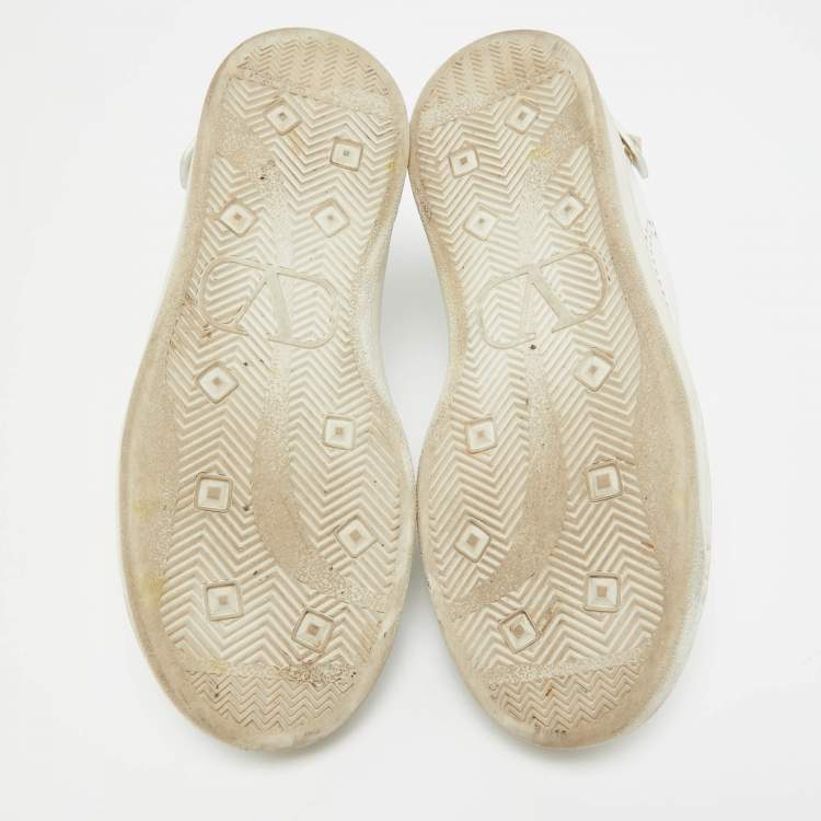 Pre Owned Valentino White Leather Backnet Sneakers Size 36.5