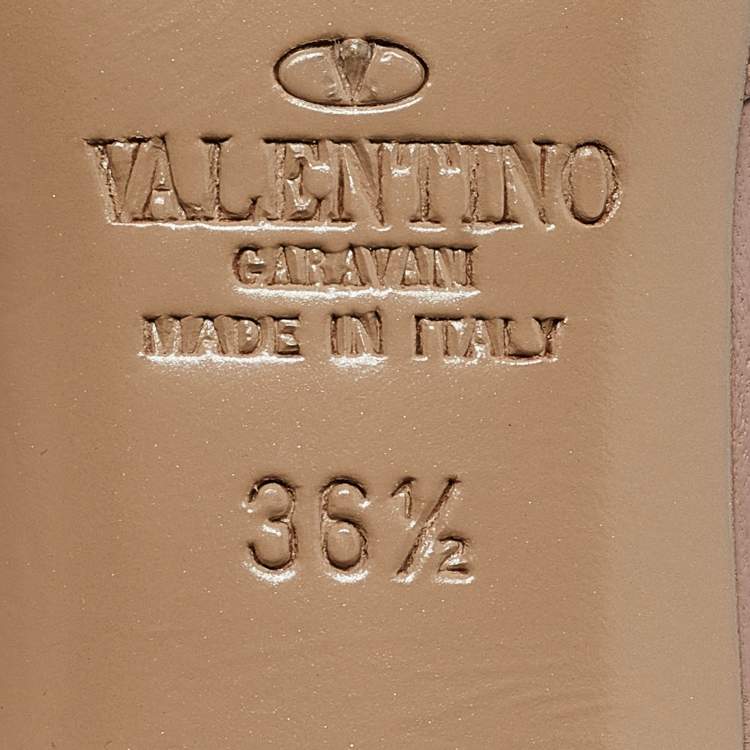 Pre Owned Valentino Dusty Pink Patent Leather Rockstud Ankle Strap Pumps Size 36.5