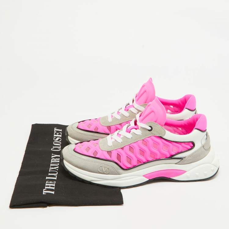 Pre Owned Valentino Multicolor Suede and Fabric Runner Low Top Sneakers Size 39
