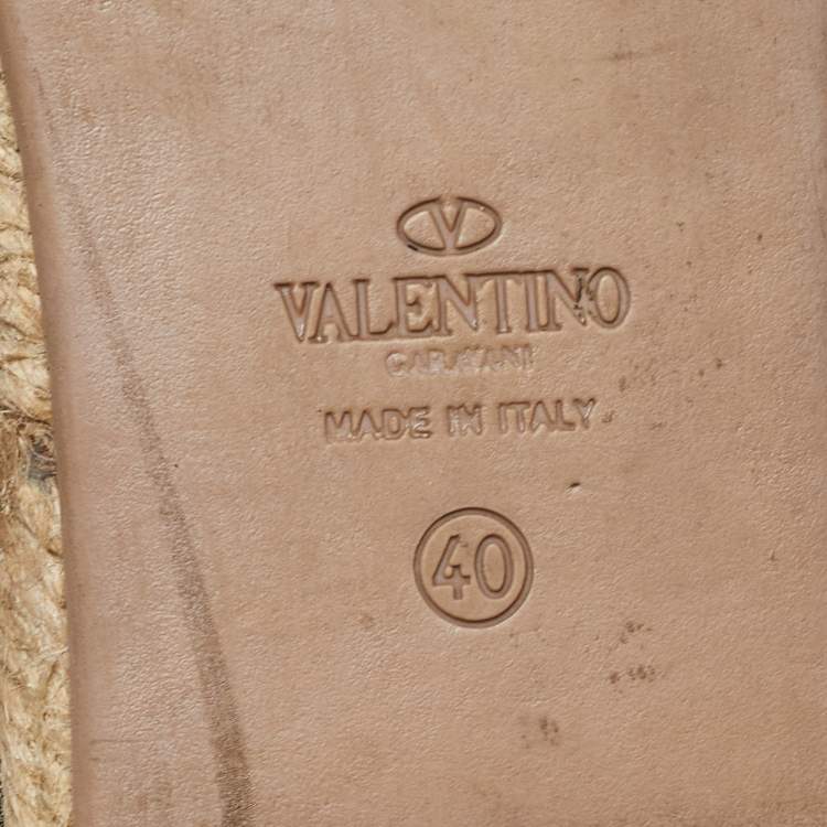 Pre Owned Valentino Black Floral Lace Espadrille Flats Size 40