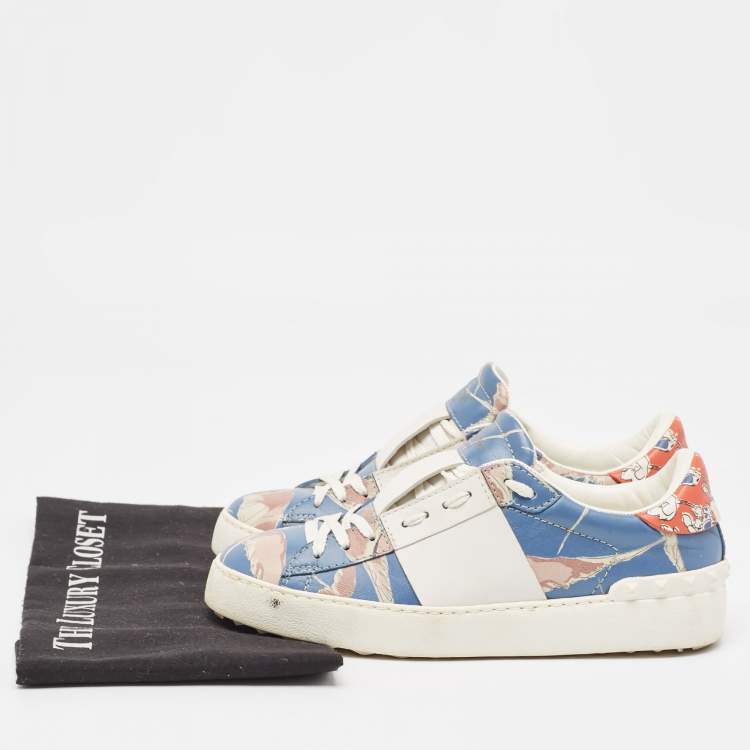 Pre Owned Valentino Multicolor Leather Rockstud Low Top Sneakers Size 36
