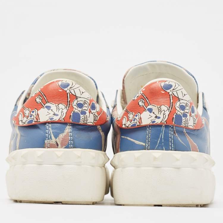 Pre Owned Valentino Multicolor Leather Rockstud Low Top Sneakers Size 36