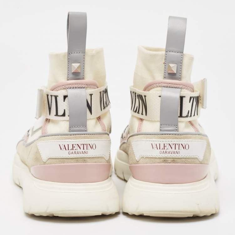 Pre Owned Valentino Multicolor Suede and Fabric VLTN Heroes Sneakers Size 37.5