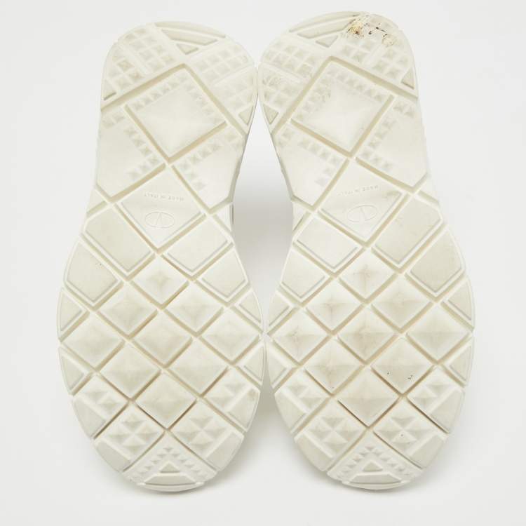 Pre Owned Valentino White Stretch Fabric and Leather Cut Out Rockstud Sock High Top Sneaker Size 35