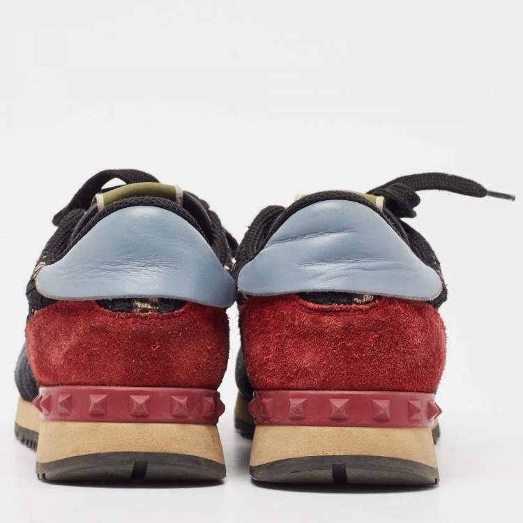 Pre Owned Valentin Multicolor Lace and Suede Rockrunner Sneakers Size 37