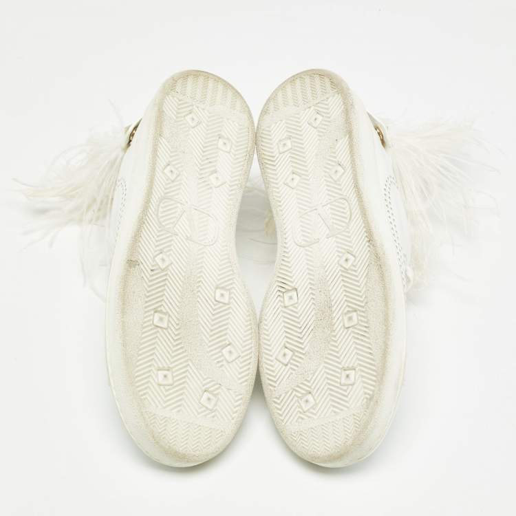 Pre Owned Valentino White Leather and Feather Backnet Sneakers Size 41