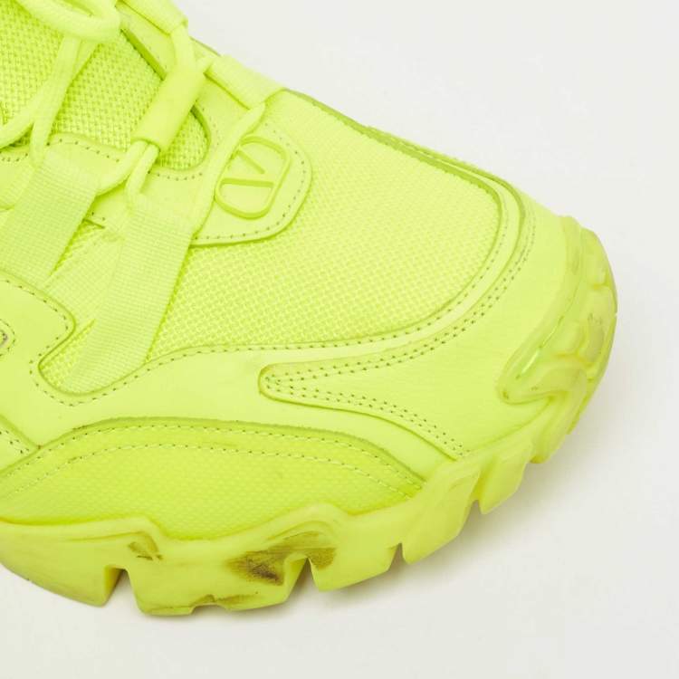 Pre Owned Valentino Green Leather and Mesh Climbers Sneakers Size 39.5