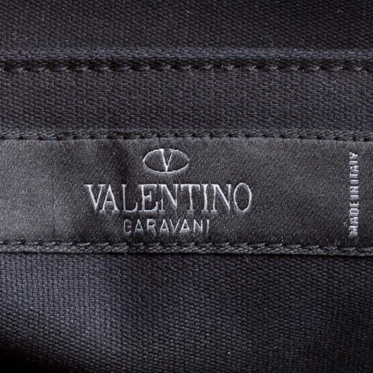 Pre Owned Valentino Black Canvas Embroidered Butterfly Backpack 