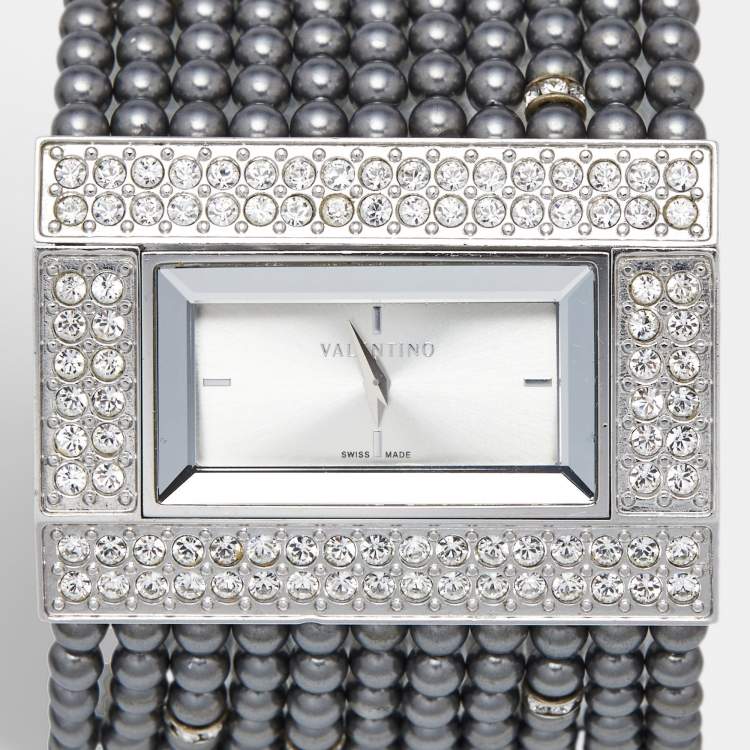 Pre Owned Valentino Silver Stainless Steel 52376 Women's Wristwatch 45 mm