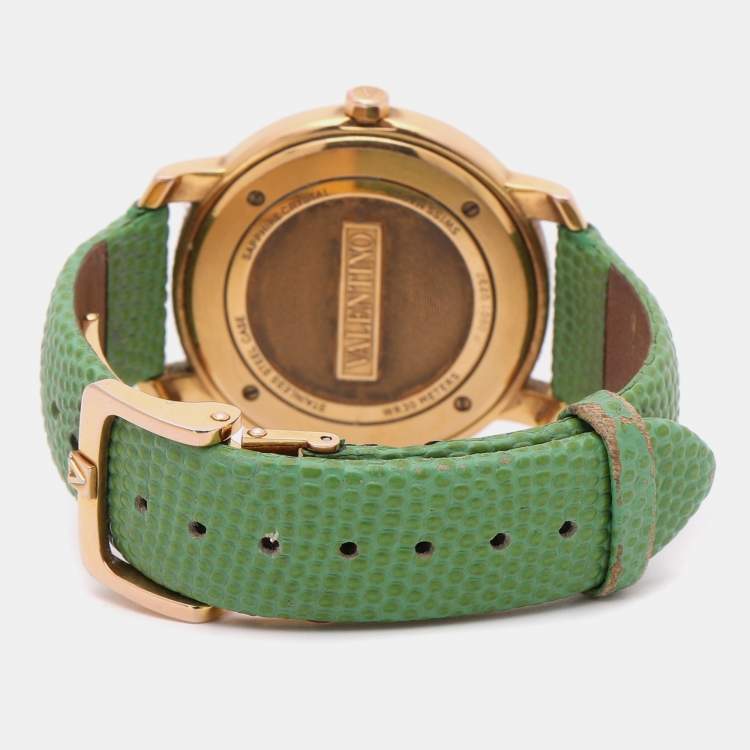 Pre Owned Valentino Silver Yellow Gold Plated Histoire Women's Wristwatch 37 mm