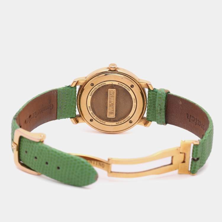 Pre Owned Valentino Silver Yellow Gold Plated Histoire Women's Wristwatch 37 mm