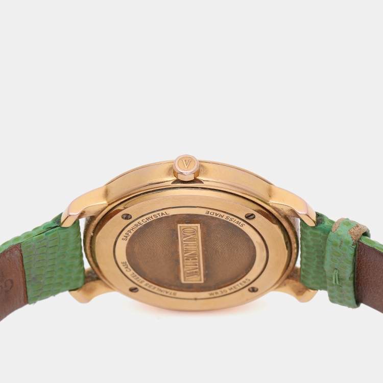 Pre Owned Valentino Silver Yellow Gold Plated Histoire Women's Wristwatch 37 mm