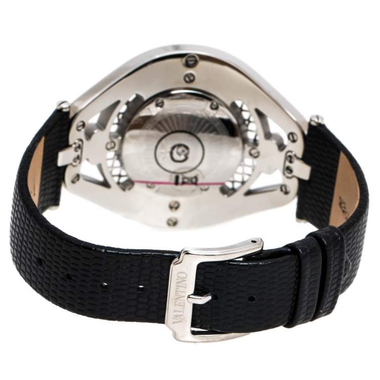 Pre Owned Valentino White Two Tone Stainless Steel Classic V58 Women's Wristwatch 42 mm