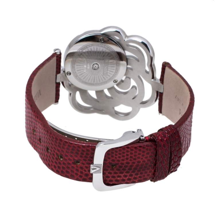 Pre Owned Valentino White Stainless Steel Rosier Baselworld V55 Women's Wristwatch 40 mm