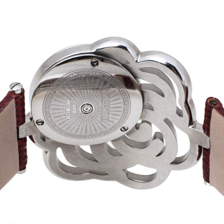 Pre Owned Valentino White Stainless Steel Rosier Baselworld V55 Women's Wristwatch 40 mm