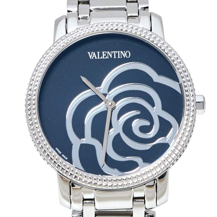 Pre Owned Valentino Black Stainless Steel V56 Women's Wristwatch 36 mm