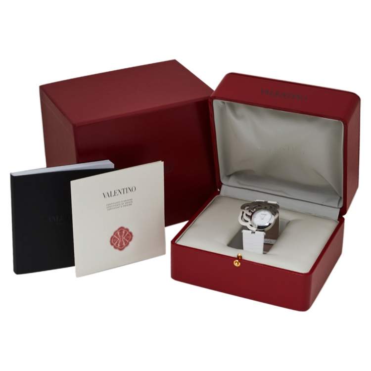 Pre Owned Valentino White Stainless Steel Rosier Baselworld V55 Women's Wristwatch 40MM