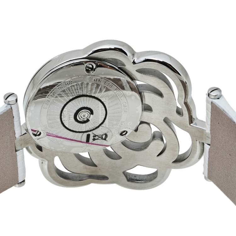 Pre Owned Valentino White Stainless Steel Rosier Baselworld V55 Women's Wristwatch 40MM