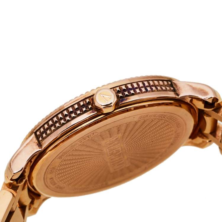 Pre Owned Valentino Mother of Pearl Rose Gold Plated Stainless Steel V56 Women's Wristwatch 36 mm