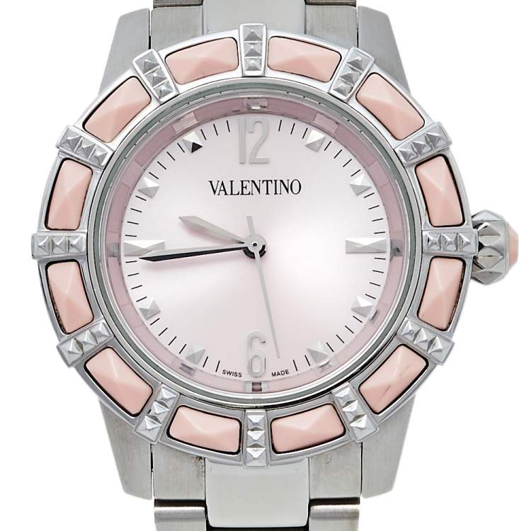 Pre Owned Valentino Pink Stainless Steel Coral Eden V54 Women's Wristwatch 38 mm