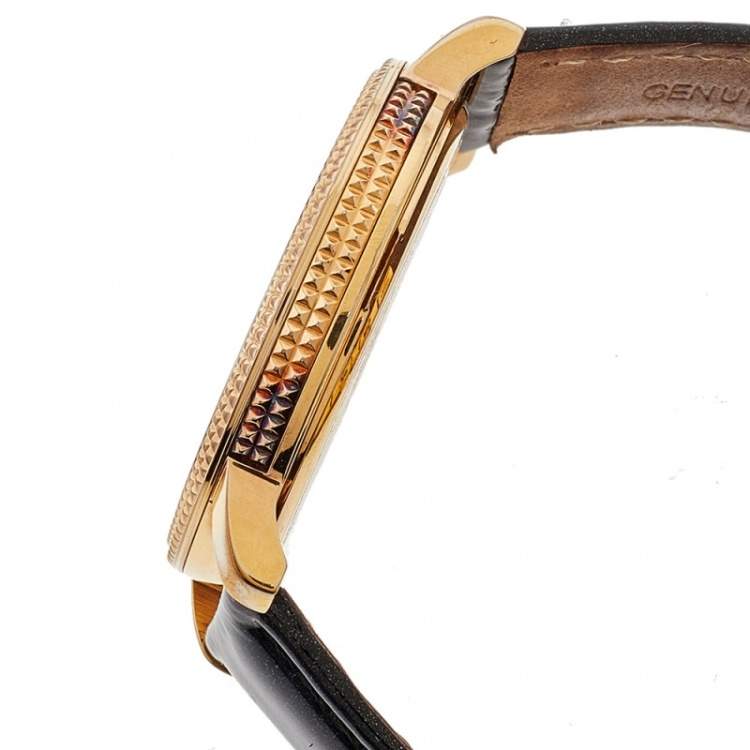 مملوكة مسبقًا Valentino Black Rose Gold Plated Stainless Steel V56 Women's Wristwatch 36 mm