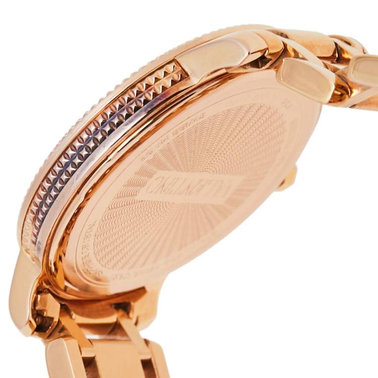 Pre Owned Valentino Mother of Pearl Rose Gold Plated Stainless Steel V56 Women's Wristwatch 36 mm