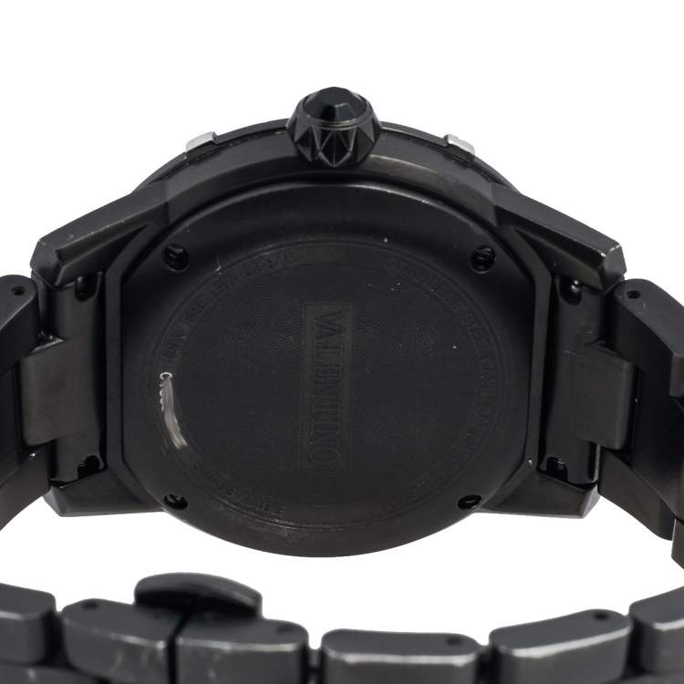 Pre Owned Valentino Black PVD Coated Stainless Steel V54 Women's Wristwatch 38 mm