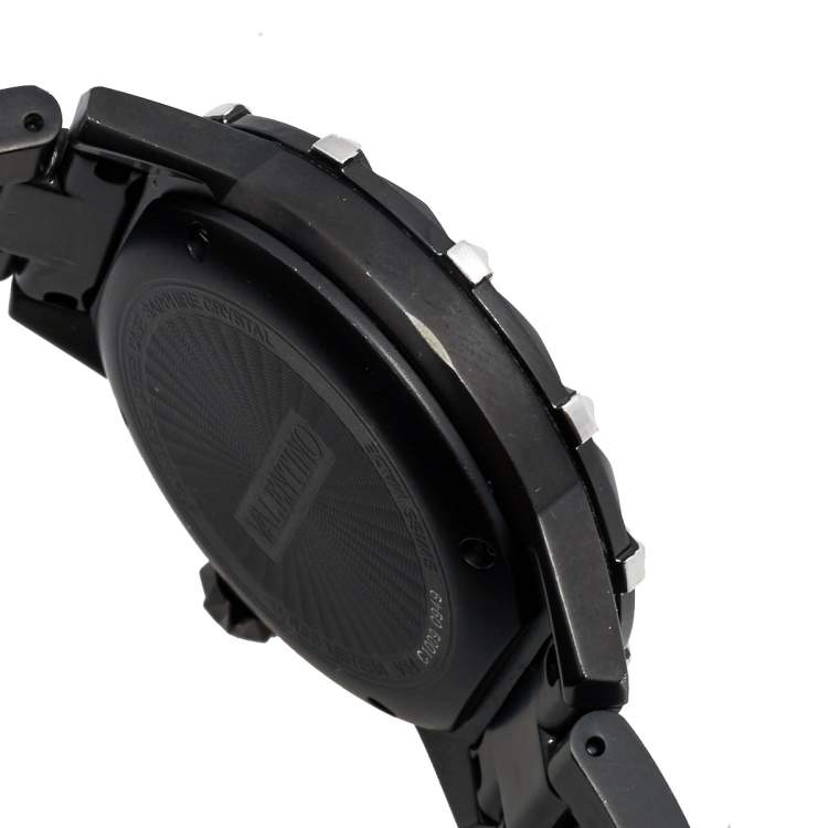 Pre Owned Valentino Black PVD Coated Stainless Steel V54 Women's Wristwatch 38 mm
