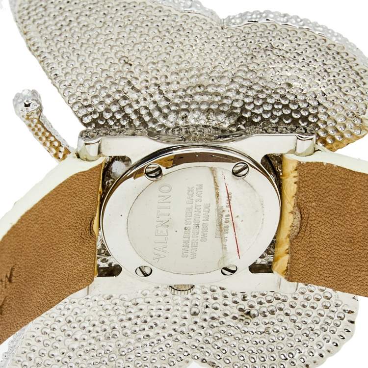 Pre Owned Valentino Mother of Pearl Stainless Steel Python 8751285015 Women's Wristwatch 46 mm