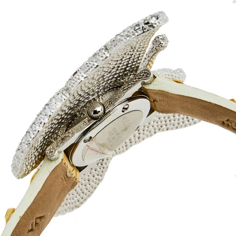 Pre Owned Valentino Mother of Pearl Stainless Steel Python 8751285015 Women's Wristwatch 46 mm