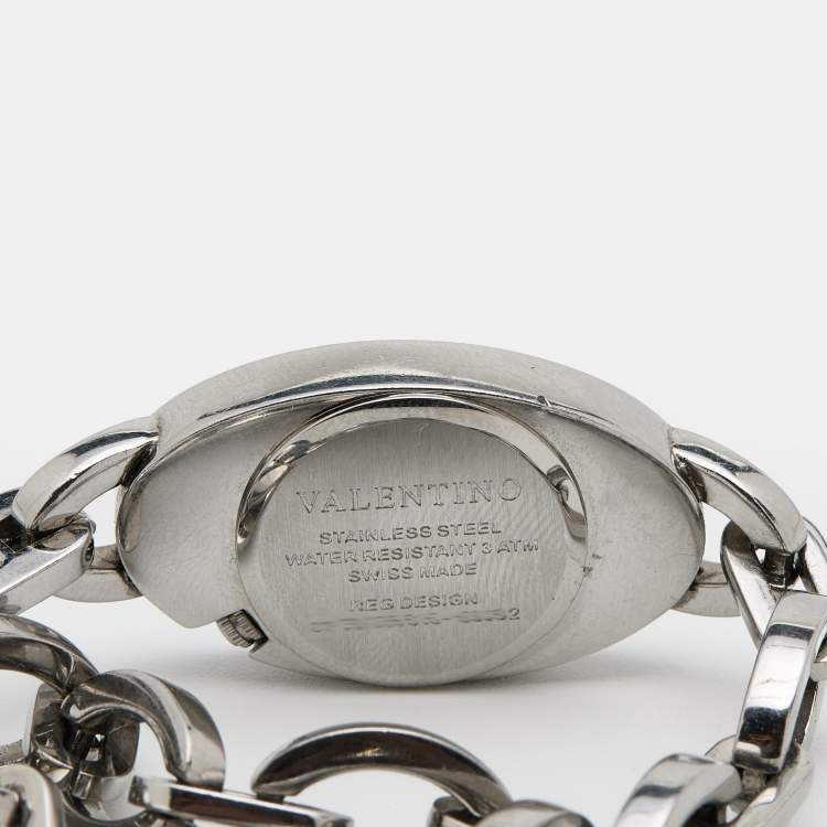 Pre Owned Valentino White Stainless Steel Women's Wristwatch 21 mm