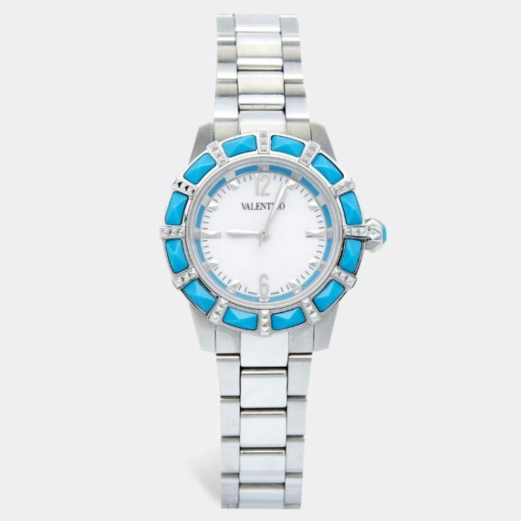 Pre Owned Valentino White Stainless Steel Eden V54 Women's Wristwatch 38 mm