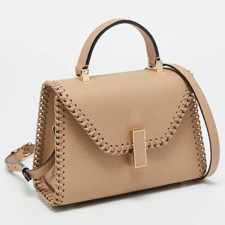Pre Owned Valextra Iside Micro Beige Leather Top Handle Bag