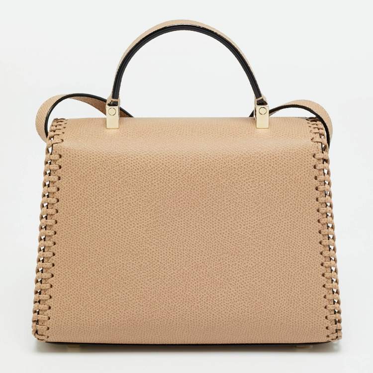 Pre Owned Valextra Iside Micro Beige Leather Top Handle Bag