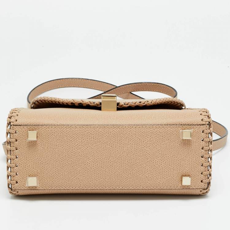 Pre Owned Valextra Iside Micro Beige Leather Top Handle Bag