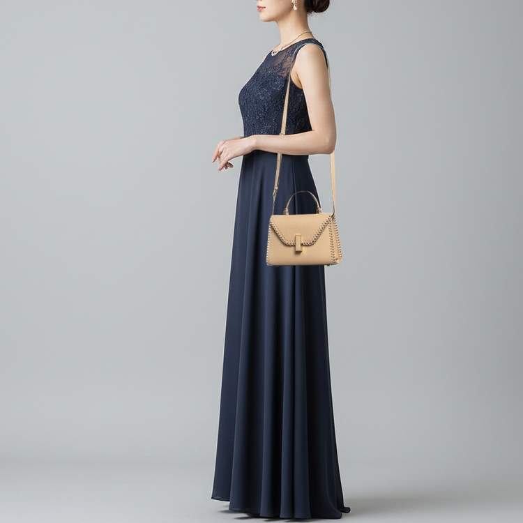 Pre Owned Valextra Iside Micro Beige Leather Top Handle Bag