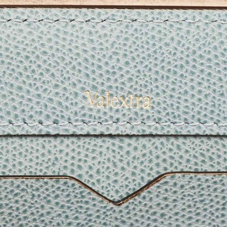 Pre Owned Valextra Iside Light Textured Blue Leather Strap Clutch
