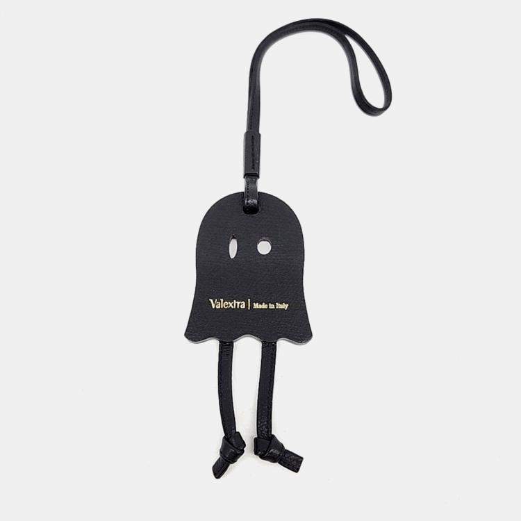 Pre Owned فالاكسترا جلد أسود/أبيض تميمة حقيبة الشبح