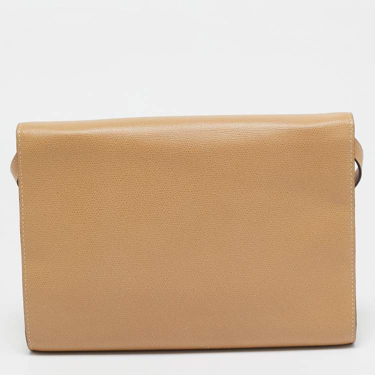 Pre Owned حقيبة كتف فالِكسترا إيسايد جلد بيج flap