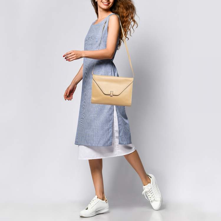 Pre Owned حقيبة كتف فالِكسترا إيسايد جلد بيج flap