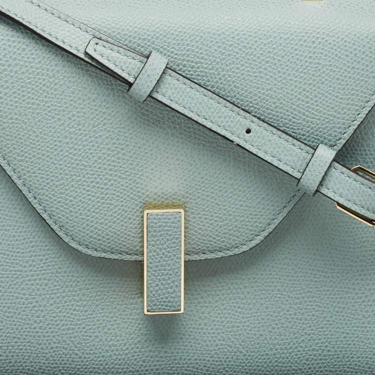 Pre Owned Valextra Light Blue Leather Iside Top Handle Bag