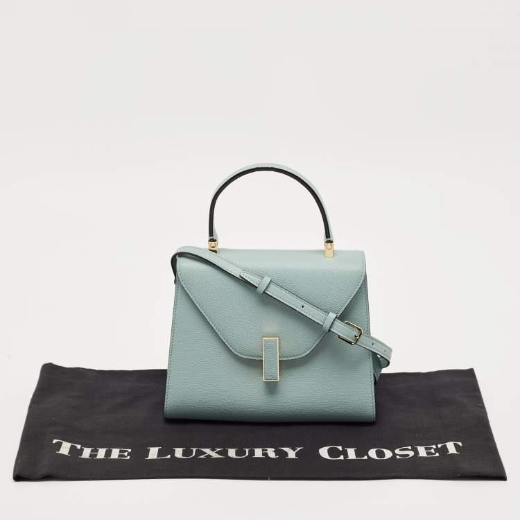 Pre Owned Valextra Light Blue Leather Iside Top Handle Bag