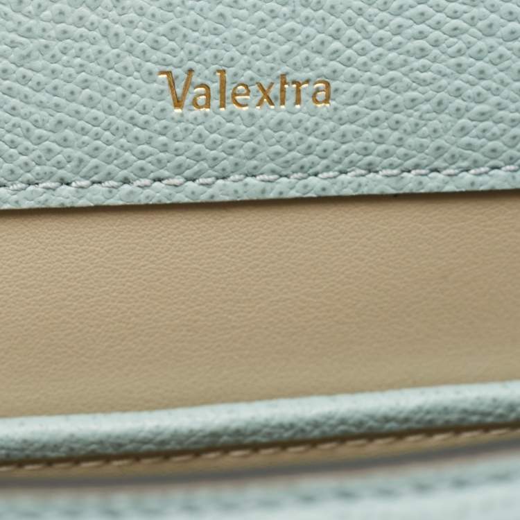 Pre Owned Valextra Light Blue Leather Iside Top Handle Bag