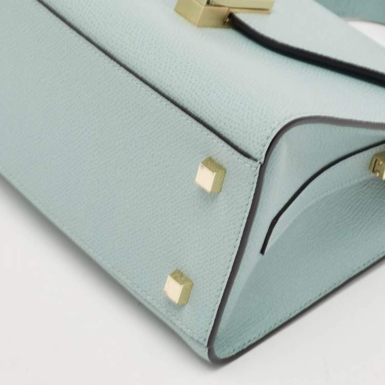 Pre Owned Valextra Light Blue Leather Iside Top Handle Bag