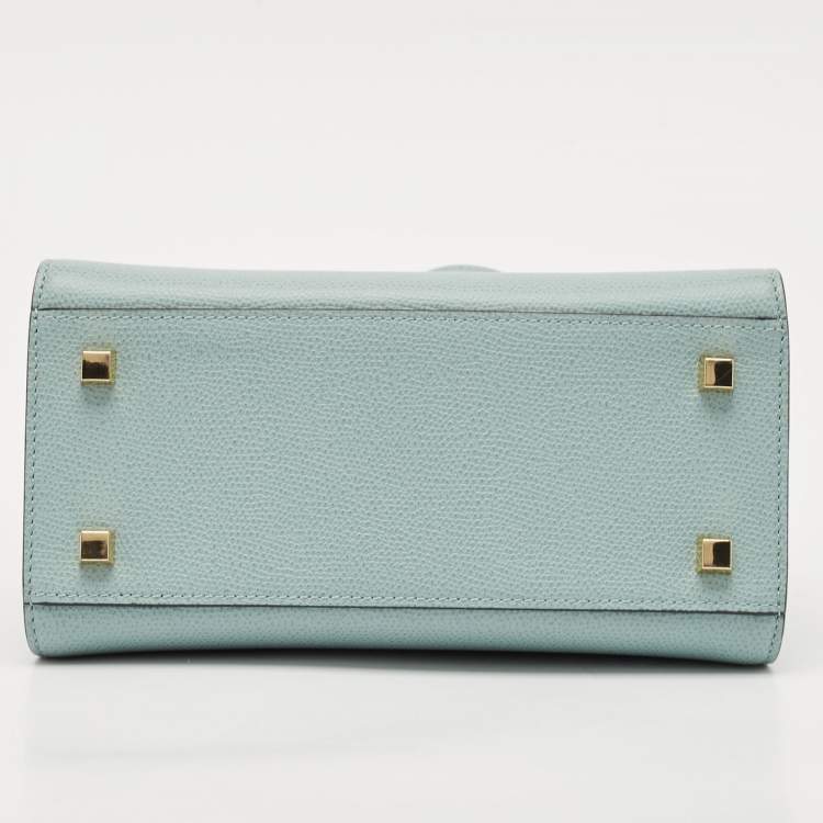 Pre Owned Valextra Light Blue Leather Iside Top Handle Bag